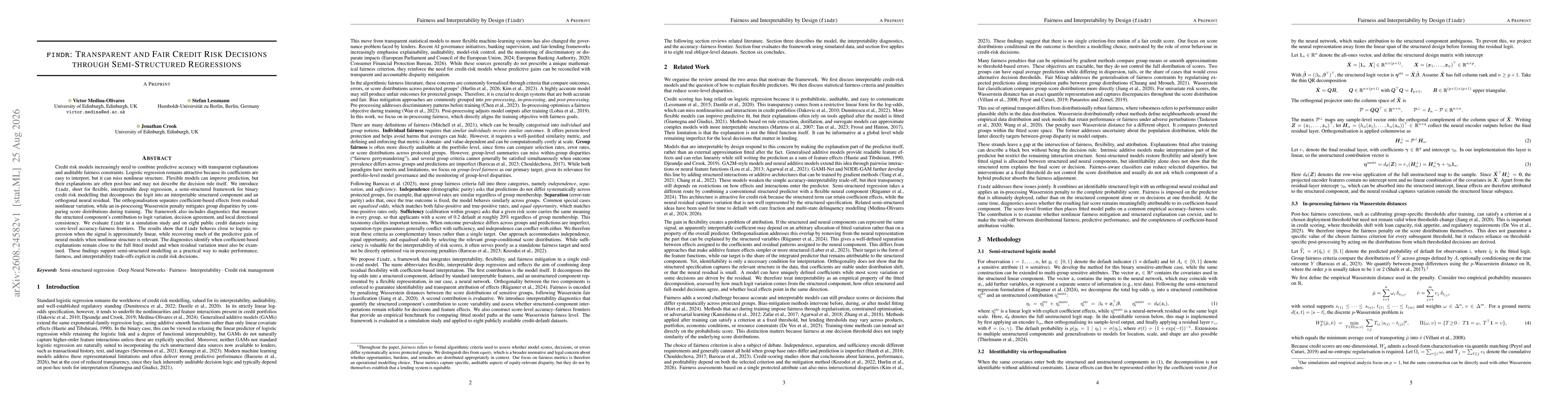 Thumbnail for $\texttt{findr}$: Transparent and Fair Credit Risk Decisions through Semi-Structured Regressions