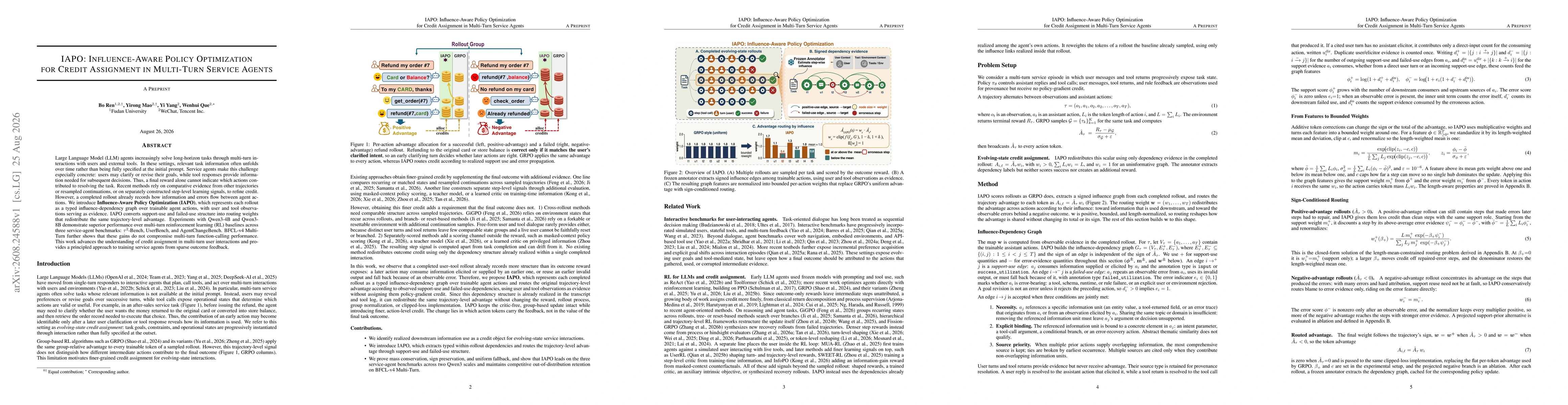 Thumbnail for IAPO: Influence-Aware Policy Optimization for Credit Assignment in Multi-Turn Service Agents