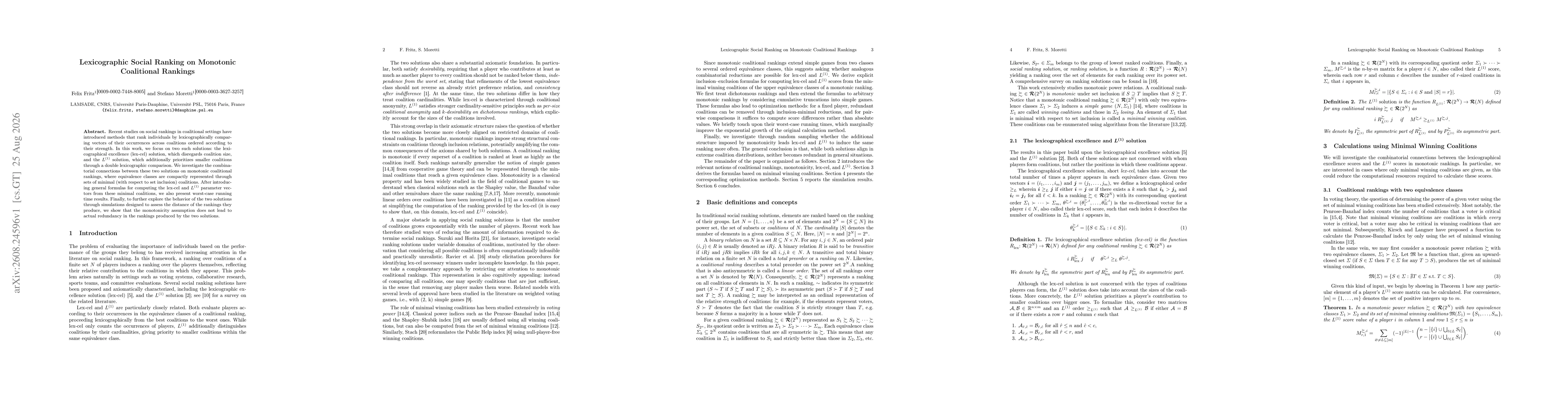 Thumbnail for Lexicographic Social Ranking on Monotonic Coalitional Rankings