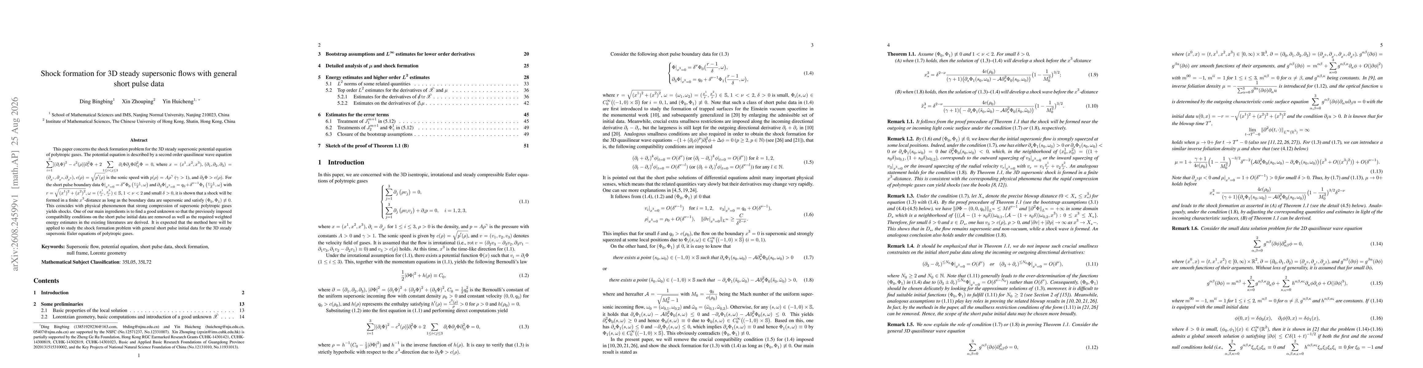Thumbnail for Shock formation for 3D steady supersonic flows with general short pulse data