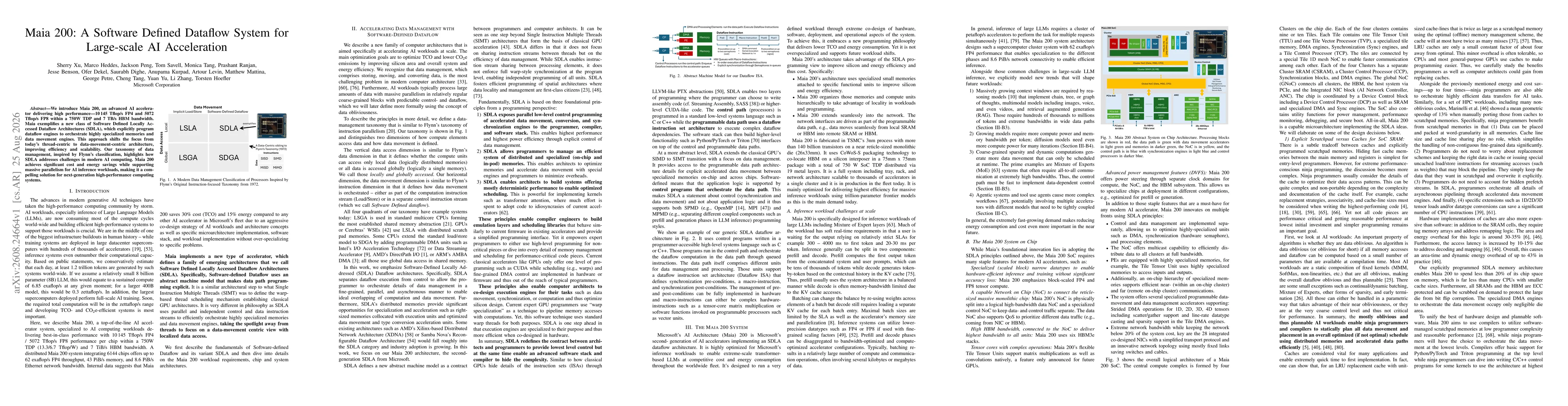 Thumbnail for Maia 200: A Software Defined Dataflow System for Large-scale AI Acceleration