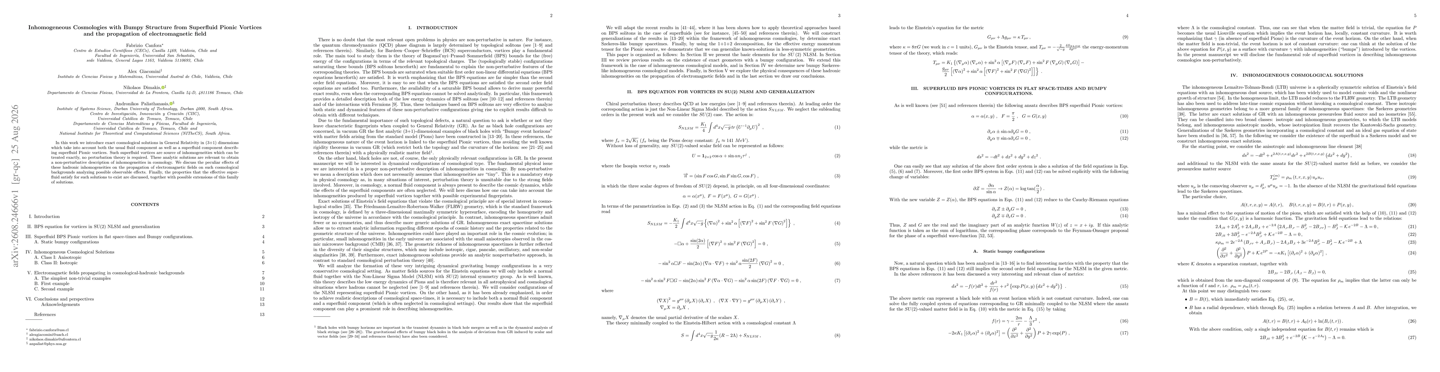 Thumbnail for Inhomogeneous Cosmologies with Bumpy Structure from Superfluid Pionic Vortices and the propagation of electromagnetic field