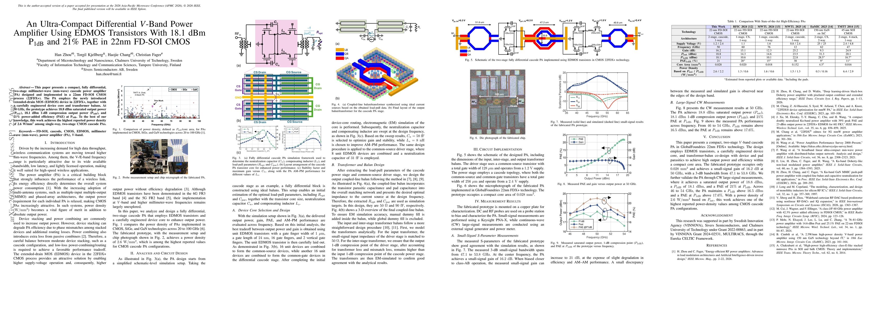 Thumbnail for An Ultra-Compact Differential V-Band Power Amplifier Using EDMOS Transistors With 18.1 dBm P1dB and 21% PAE in 22nm FD-SOI CMOS