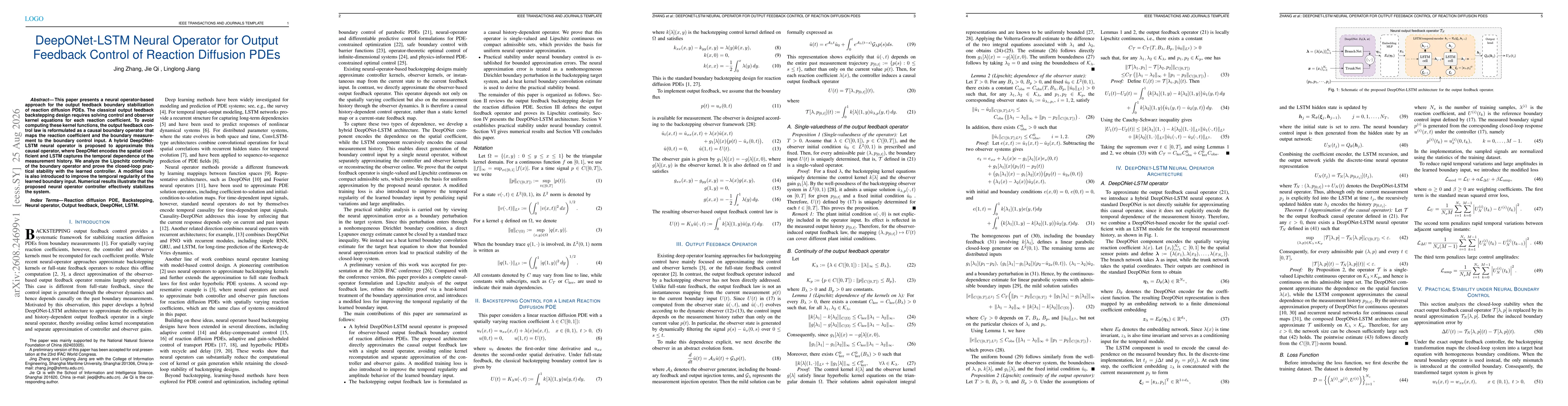 Thumbnail for DeepONet-LSTM Neural Operator for Output Feedback Control of Reaction Diffusion PDEs