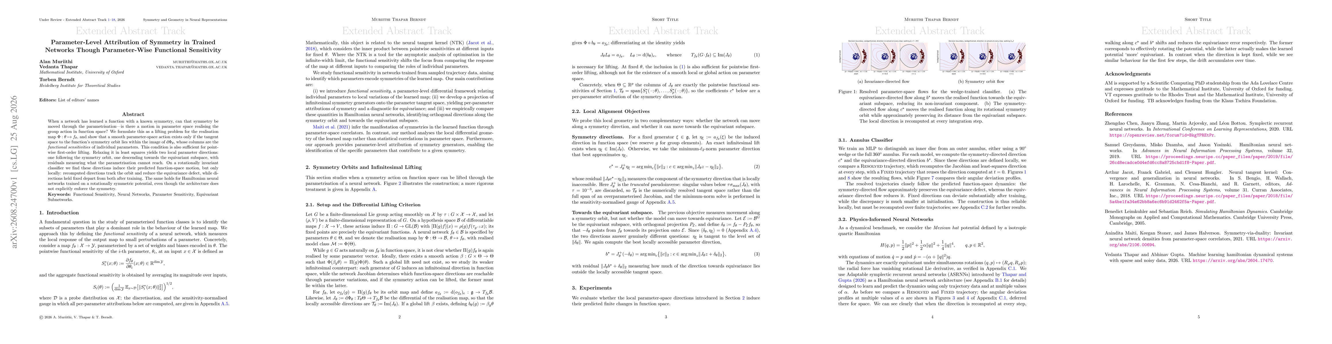 Thumbnail for Parameter-Level Attribution of Symmetry in Trained Networks Though Parameter-Wise Functional Sensitivity