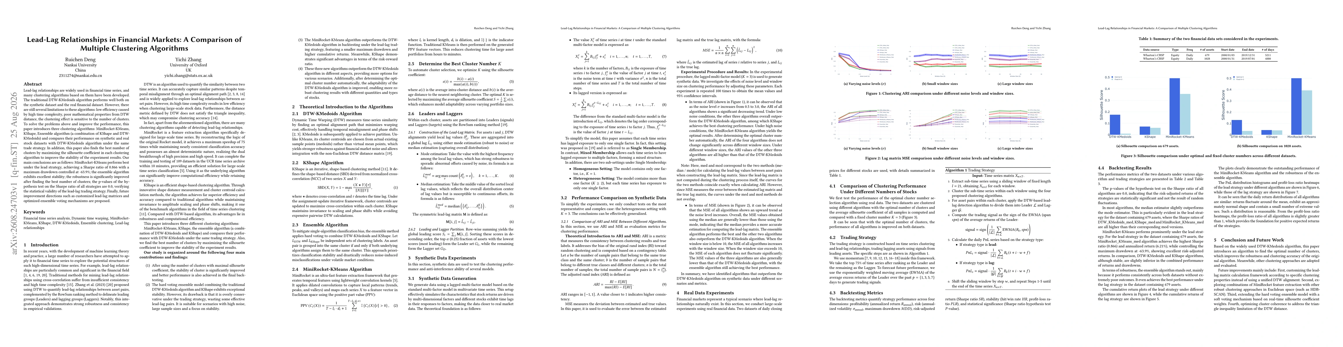 Thumbnail for Lead-Lag Relationships in Financial Markets: A Comparison of Multiple Clustering Algorithms