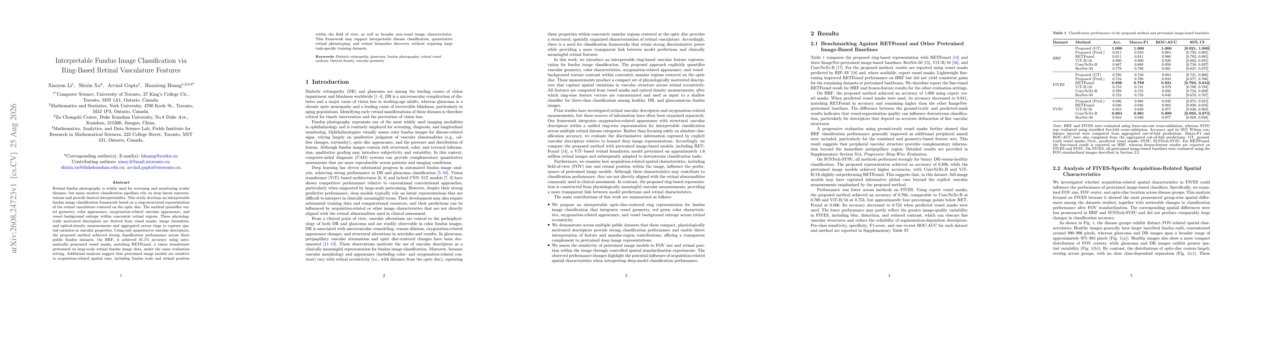 Thumbnail for Interpretable Fundus Image Classification via Ring-Based Retinal Vasculature Features