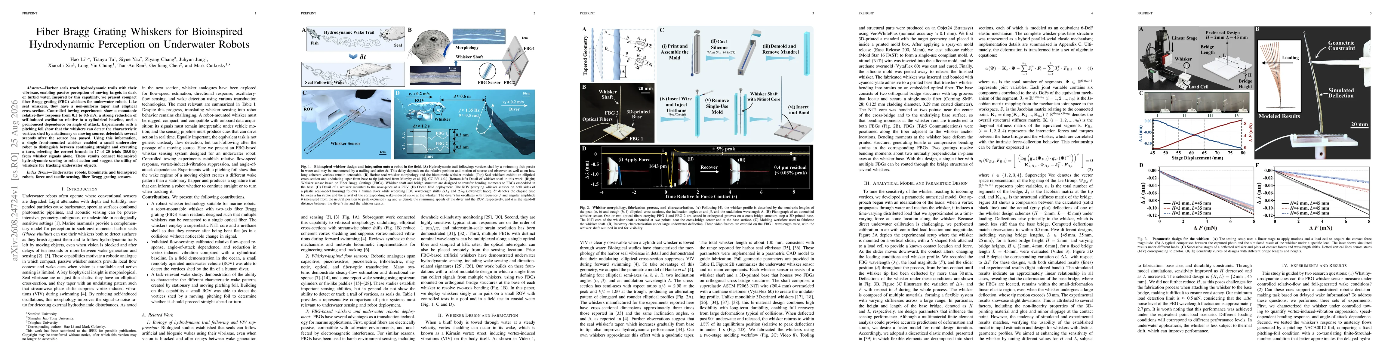 Thumbnail for Fiber Bragg Grating Whiskers for Bioinspired Hydrodynamic Perception on Underwater Robots