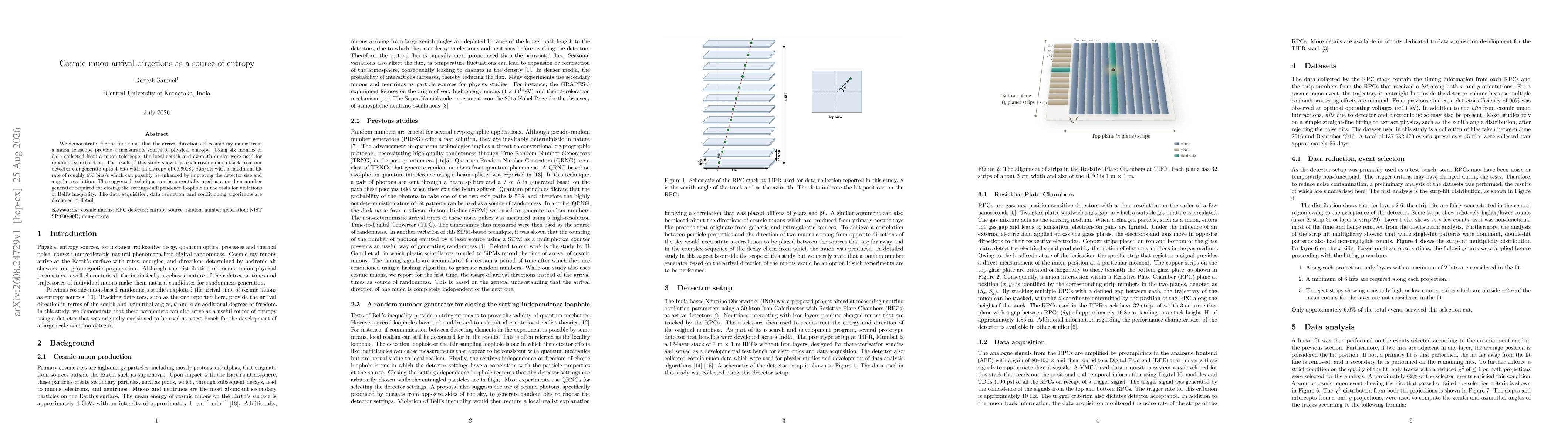 Thumbnail for Cosmic muon arrival directions as a source of entropy