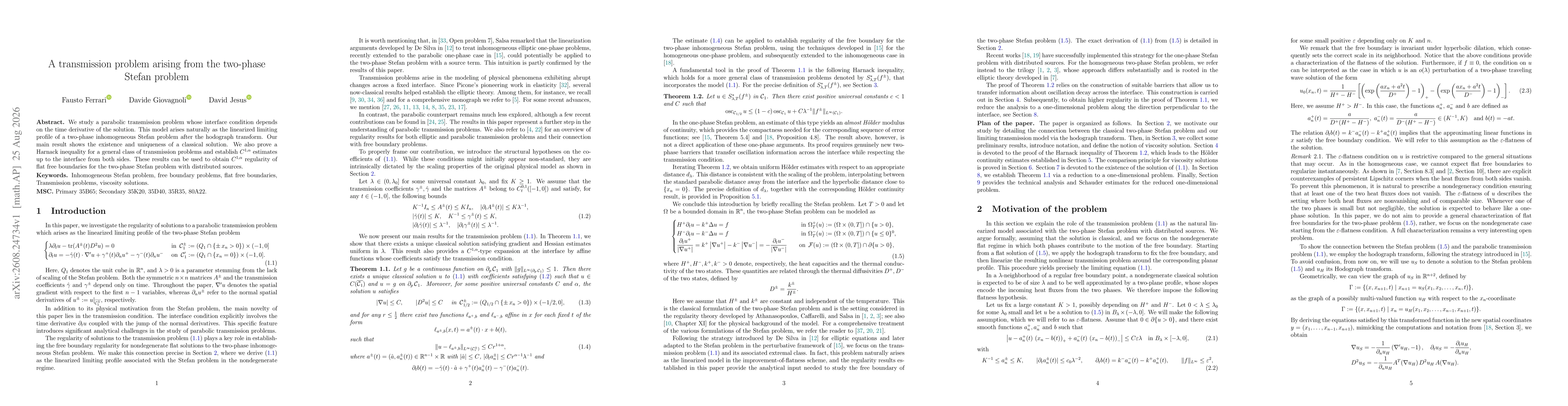 Thumbnail for A transmission problem arising from the two-phase Stefan problem