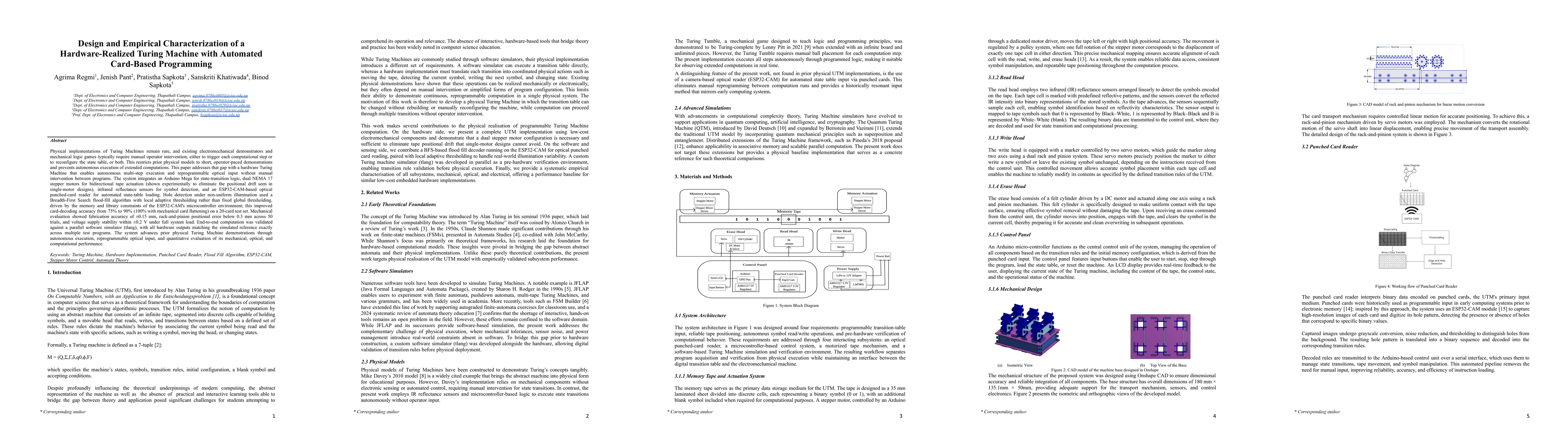 Thumbnail for Design and Empirical Characterization of a Hardware-Realized Turing Machine with Automated Card-Based Programming