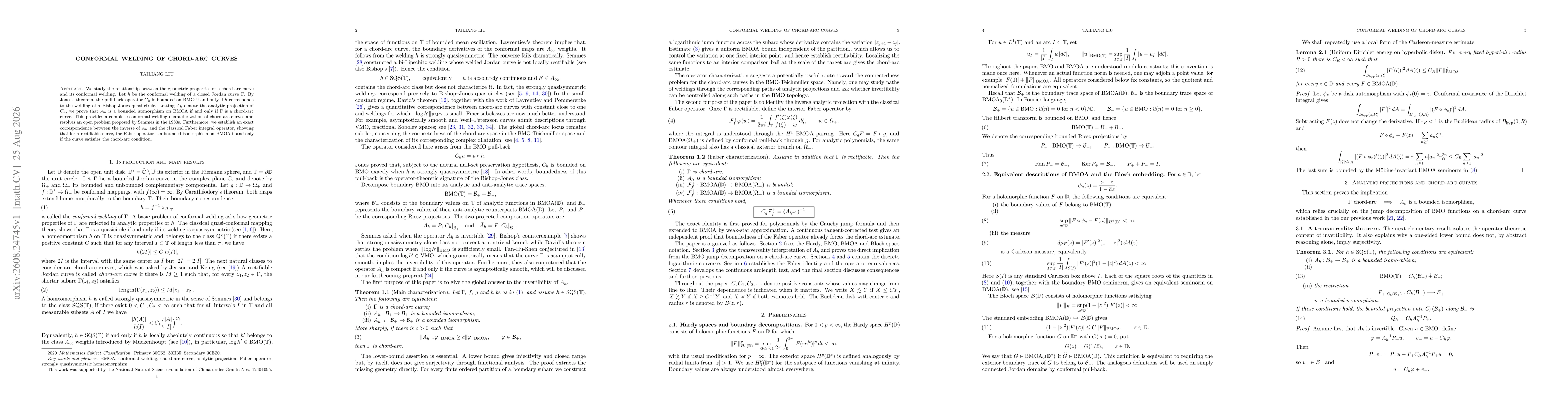Thumbnail for Conformal welding of chord-arc curves
