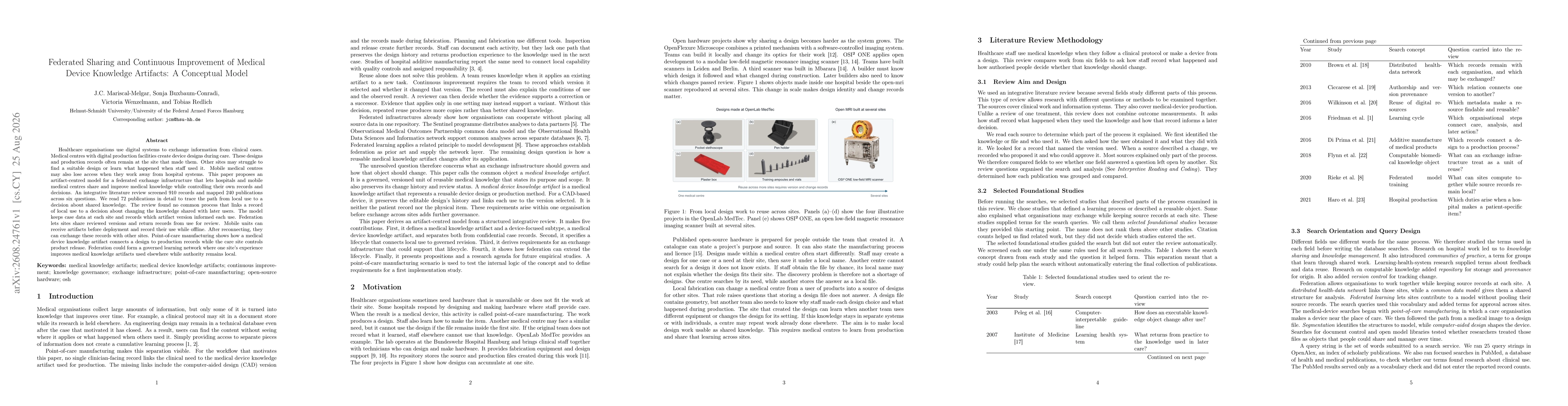 Thumbnail for Federated Sharing and Continuous Improvement of Medical Device Knowledge Artifacts: A Conceptual Model