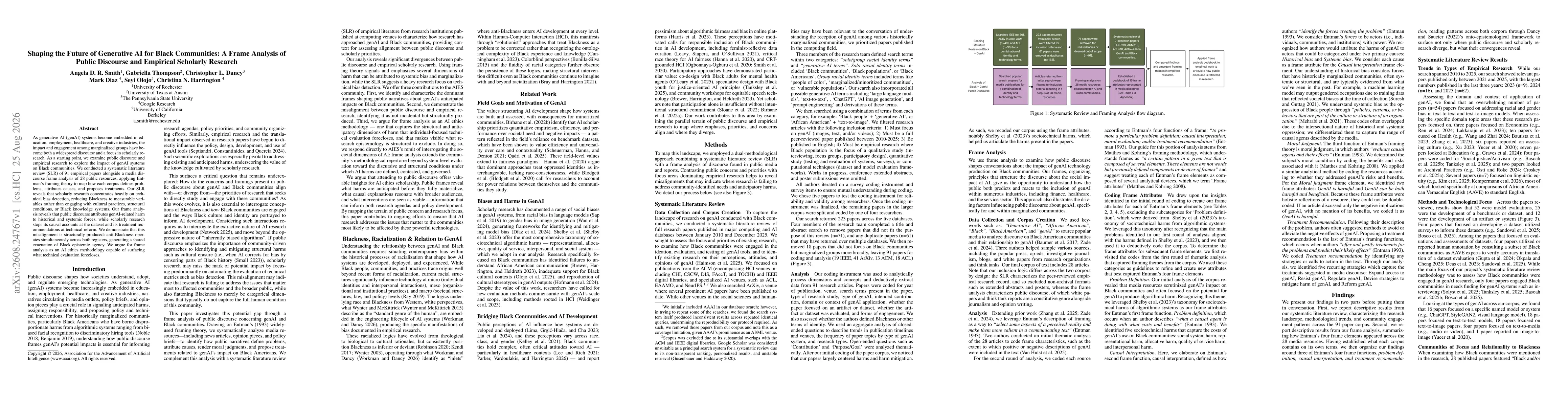 Thumbnail for Shaping the Future of Generative AI for Black Communities: A Frame Analysis of Public Discourse and Empirical Scholarly Research
