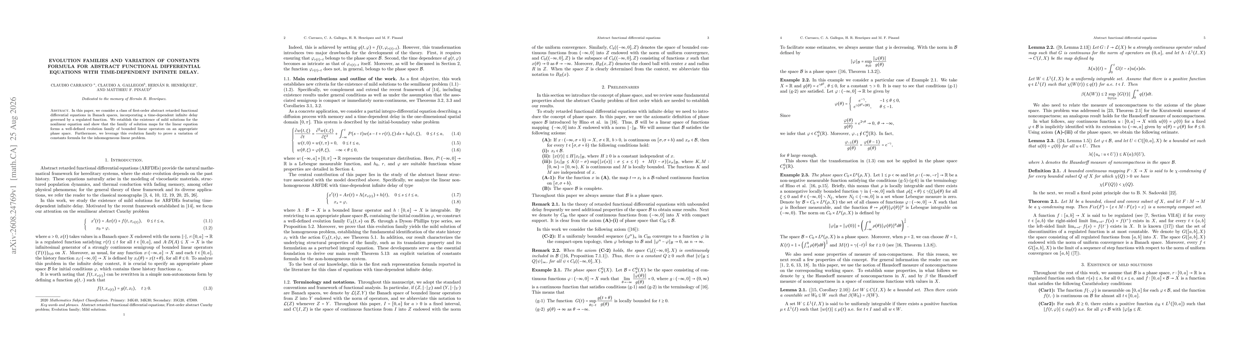Thumbnail for Evolution families and variation of constants formula for abstract functional differential equations with time-dependent infinite delay
