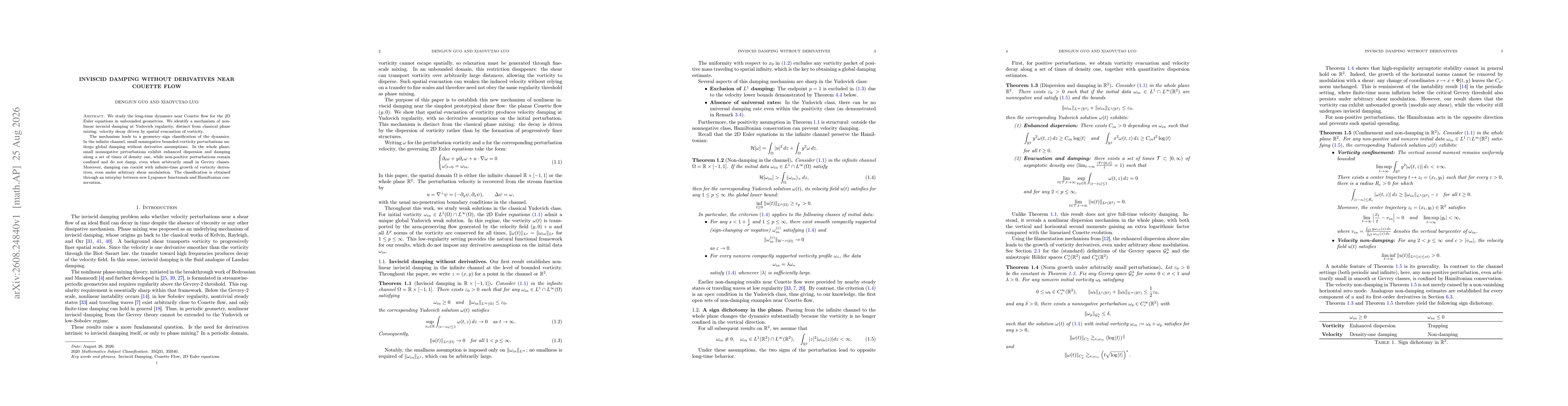 Thumbnail for Inviscid damping without derivatives near Couette flow