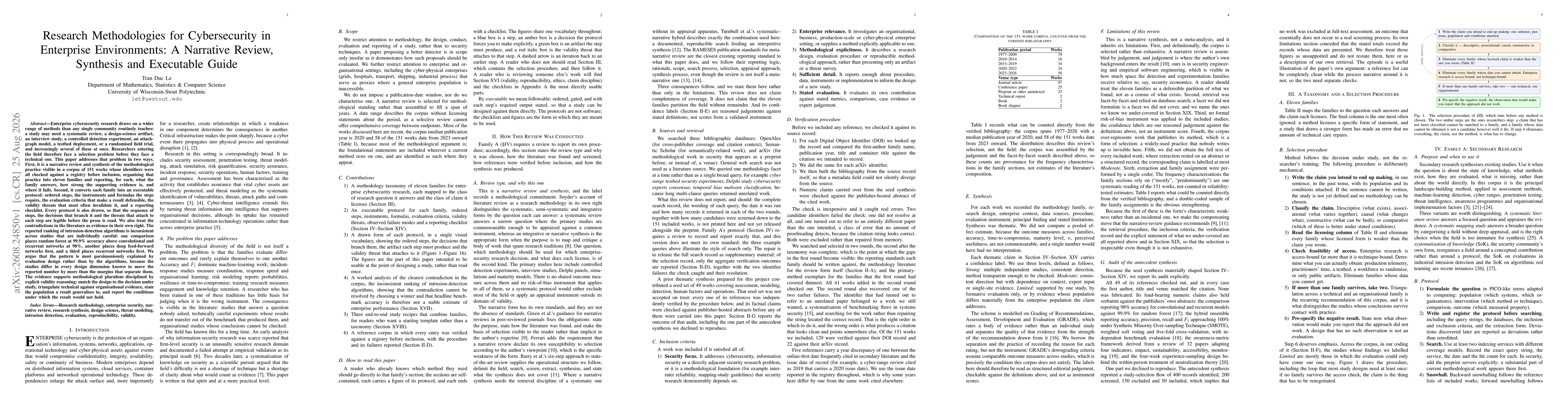 Thumbnail for Research Methodologies for Cybersecurity in Enterprise Environments: A Narrative Review, Synthesis and Executable Guide