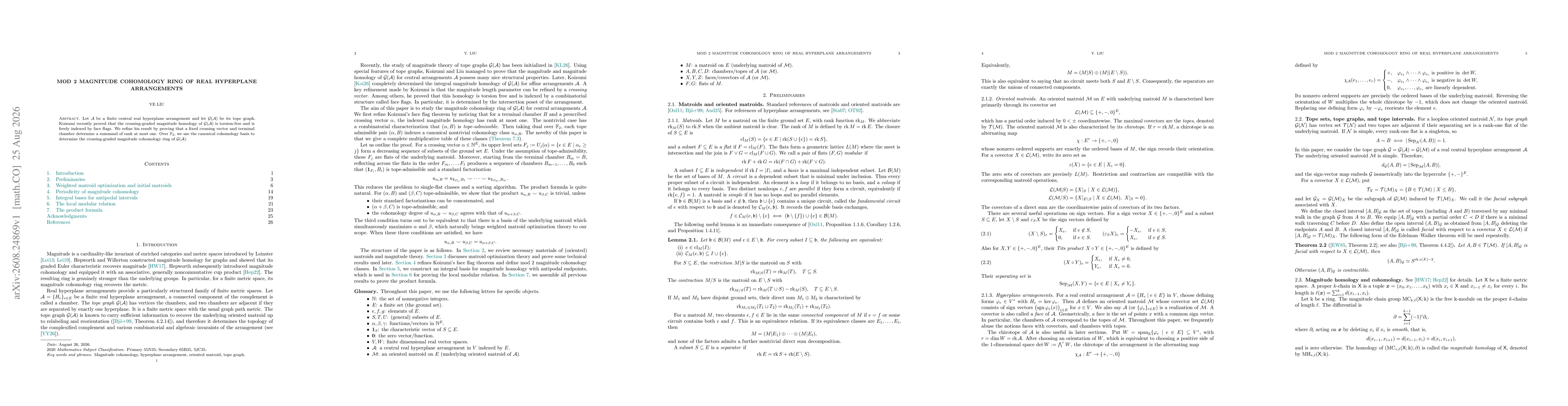 Thumbnail for Mod 2 magnitude cohomology ring of real hyperplane arrangements