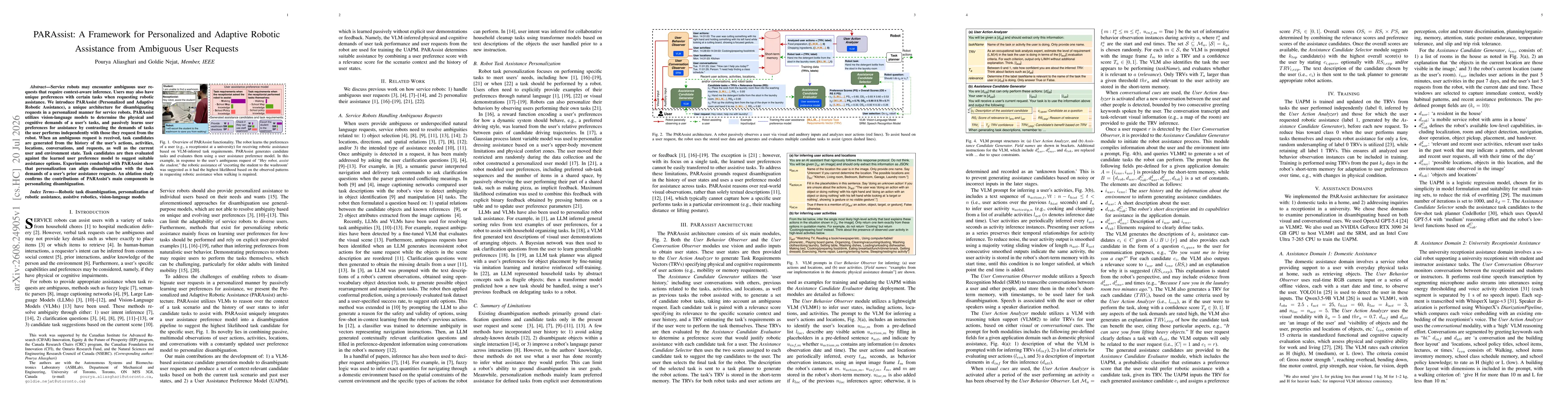 Thumbnail for PARAssist: A Framework for Personalized and Adaptive Robotic Assistance from Ambiguous User Requests