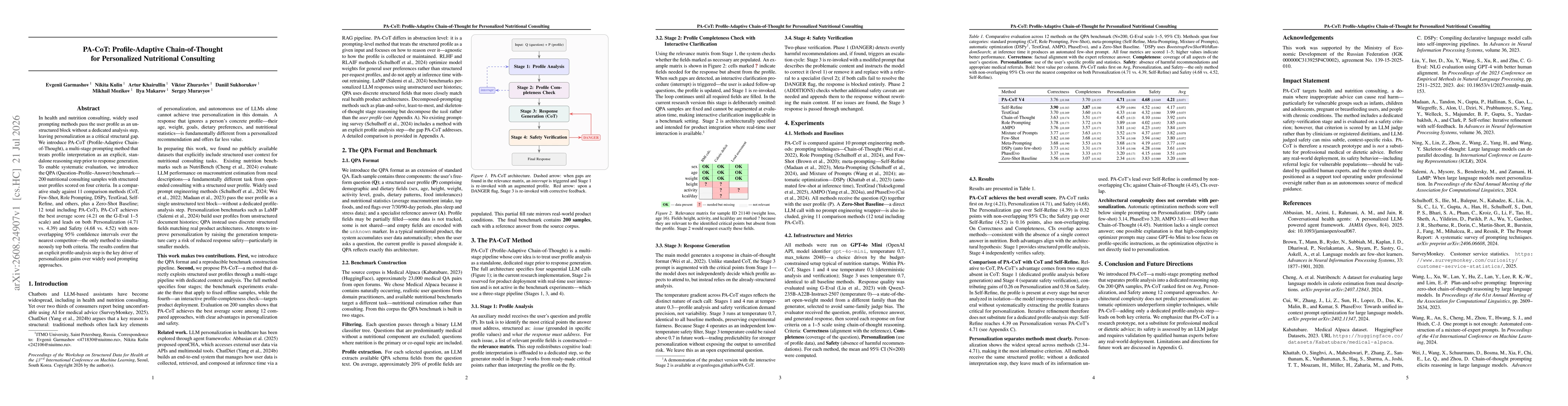Thumbnail for PA-CoT: Profile-Adaptive Chain-of-Thought for Personalized Nutritional Consulting