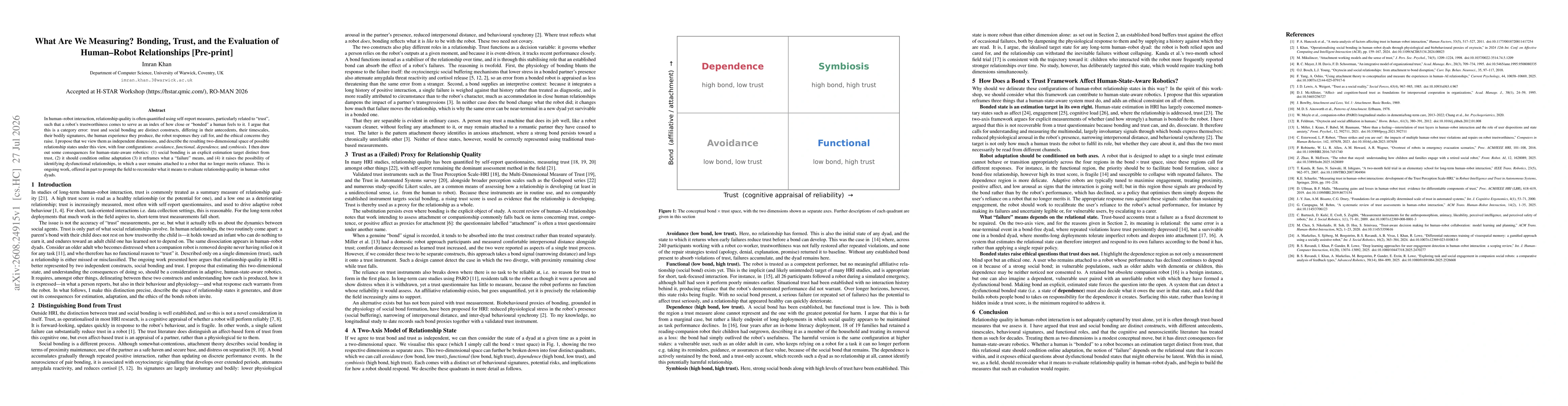 Thumbnail for What Are We Measuring? Bonding, Trust, and the Evaluation of Human-Robot Relationships