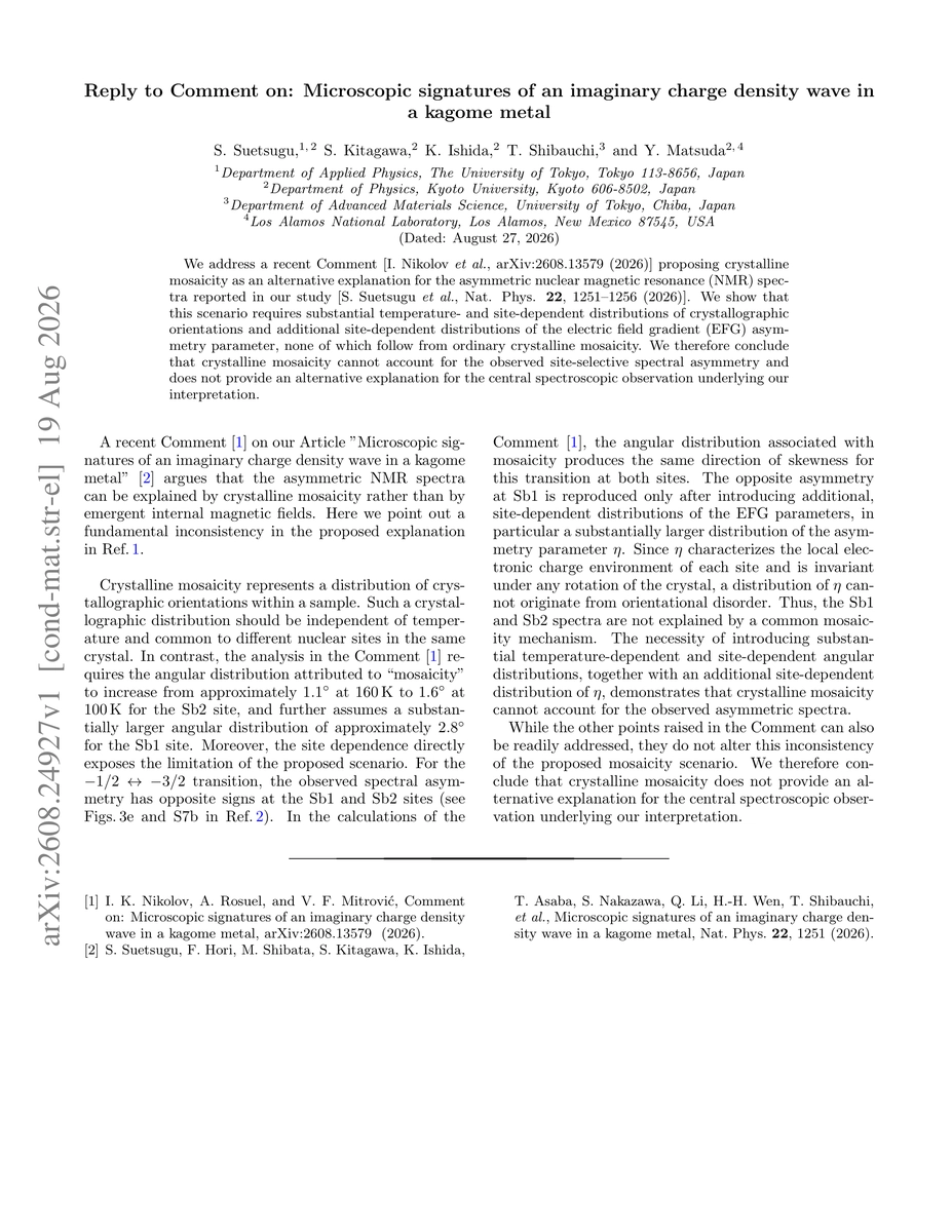 Thumbnail for Reply to Comment on: Microscopic signatures of an imaginary charge density wave in a kagome metal