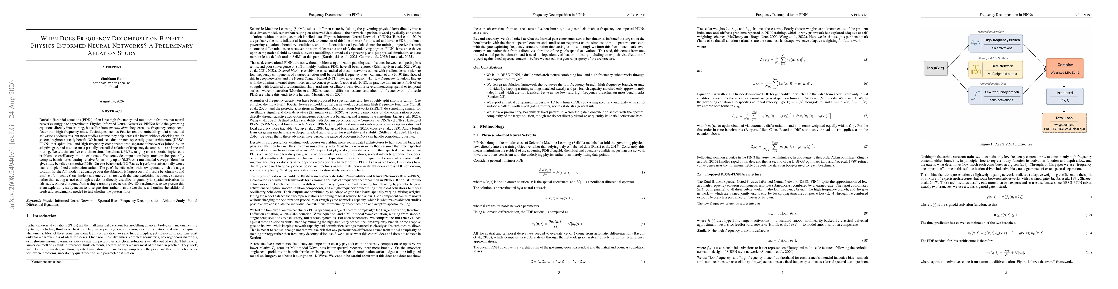 Thumbnail for When Does Frequency Decomposition Benefit Physics-Informed Neural Networks? A Preliminary Ablation Study