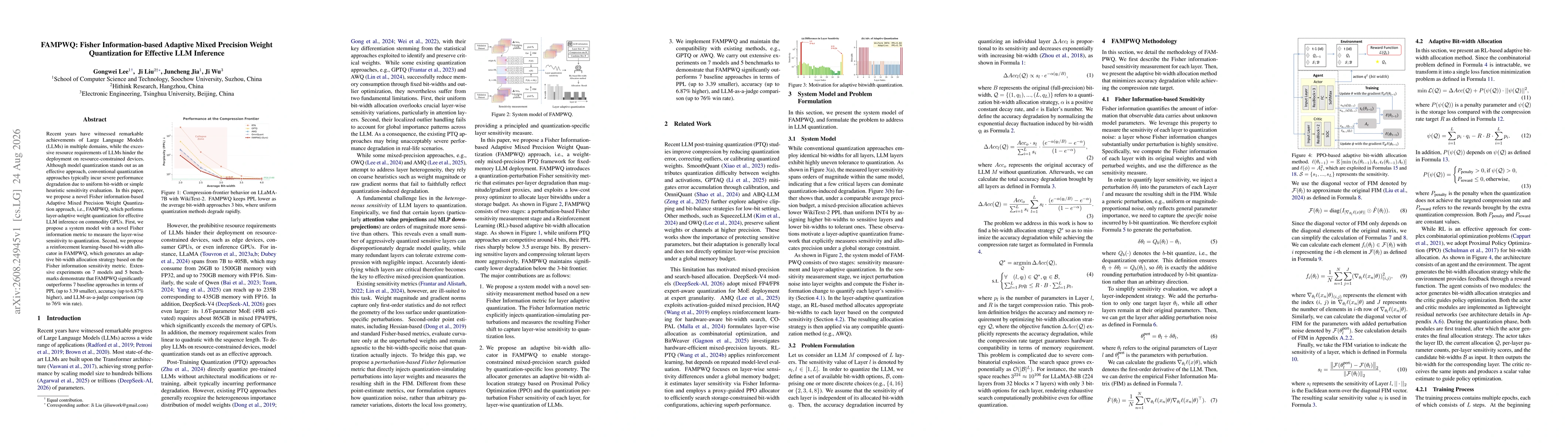 Thumbnail for FAMPWQ: Fisher Information-based Adaptive Mixed Precision Weight Quantization for Effective LLM Inference