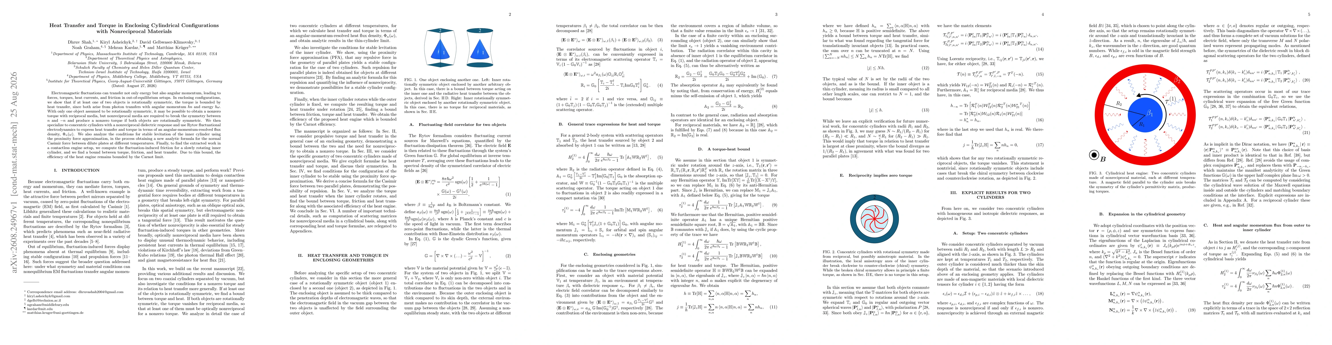 Thumbnail for Heat Transfer and Torque in Enclosing Cylindrical Configurations with Nonreciprocal Materials