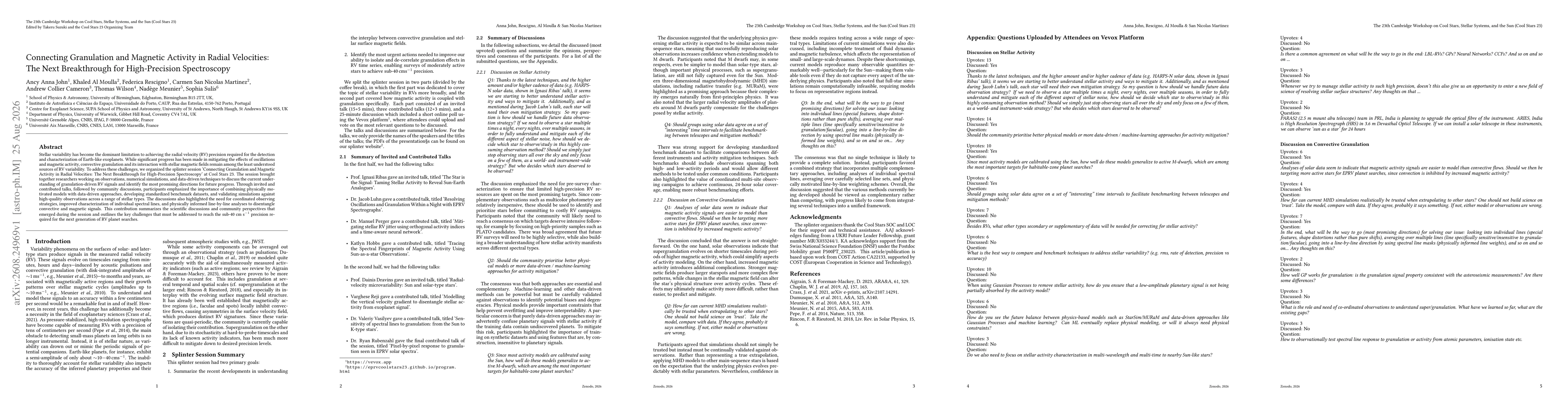 Thumbnail for Connecting Granulation and Magnetic Activity in Radial Velocities: The Next Breakthrough for High-Precision Spectroscopy