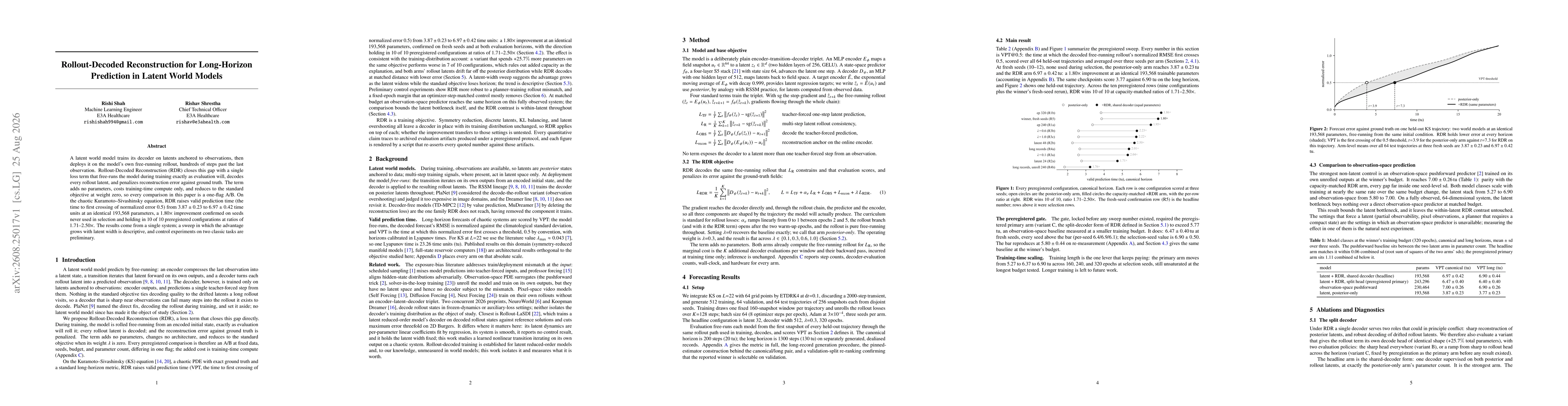 Thumbnail for Rollout-Decoded Reconstruction for Long-Horizon Prediction in Latent World Models
