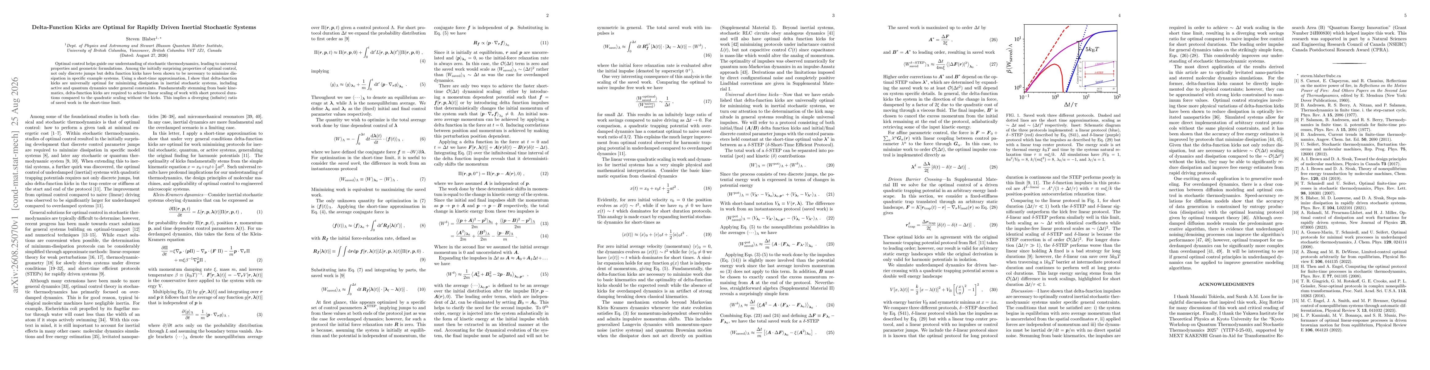 Thumbnail for Delta-Function Kicks are Optimal for Rapidly Driven Inertial Stochastic Systems
