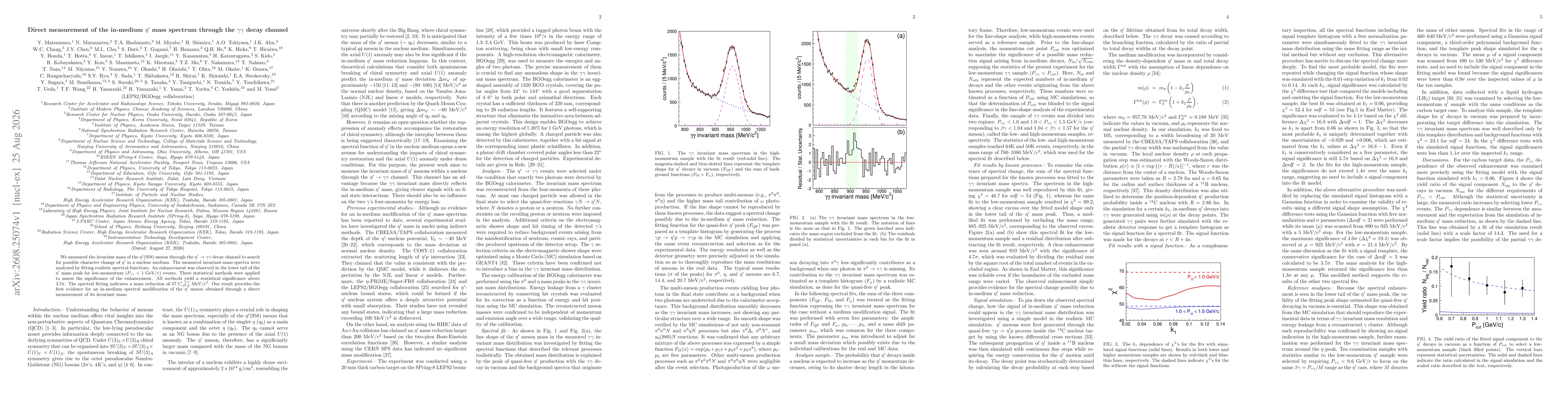 Thumbnail for Direct measurement of the in-medium $η^{\prime}$ mass spectrum through the $γγ$ decay channel