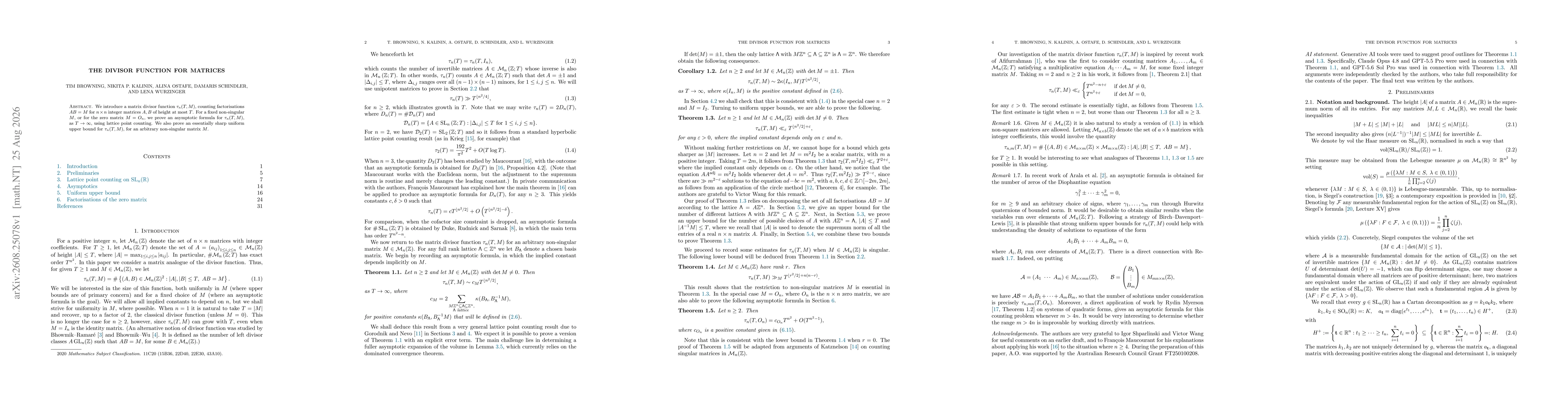 Thumbnail for The divisor function for matrices