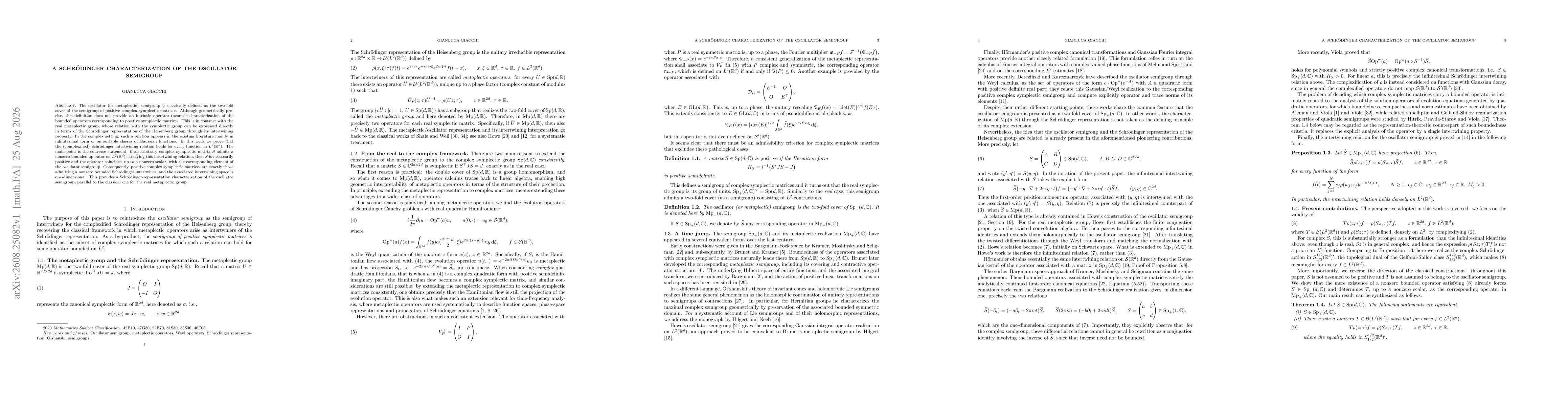 Thumbnail for A Schrödinger characterization of the oscillator semigroup