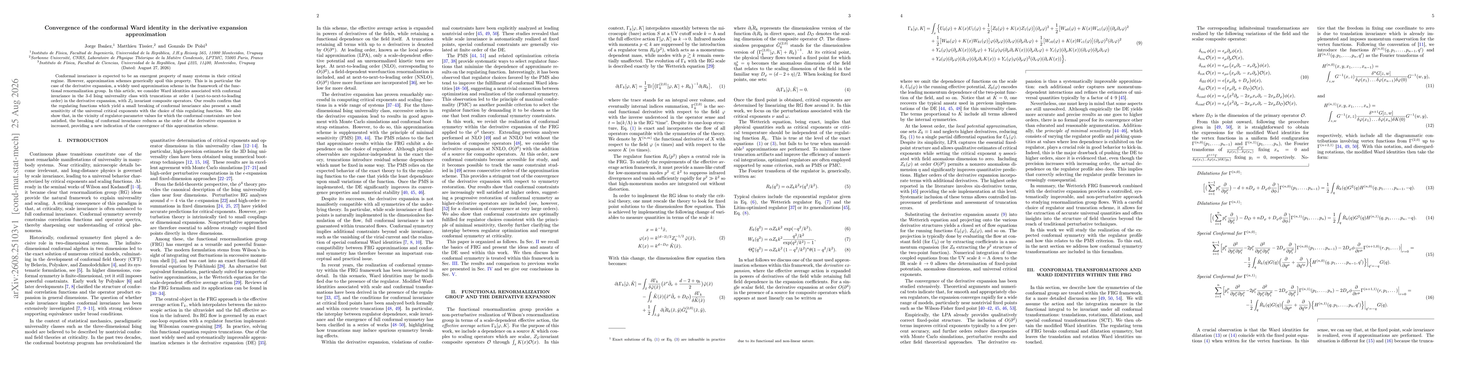 Thumbnail for Convergence of the conformal Ward identity in the derivative expansion approximation
