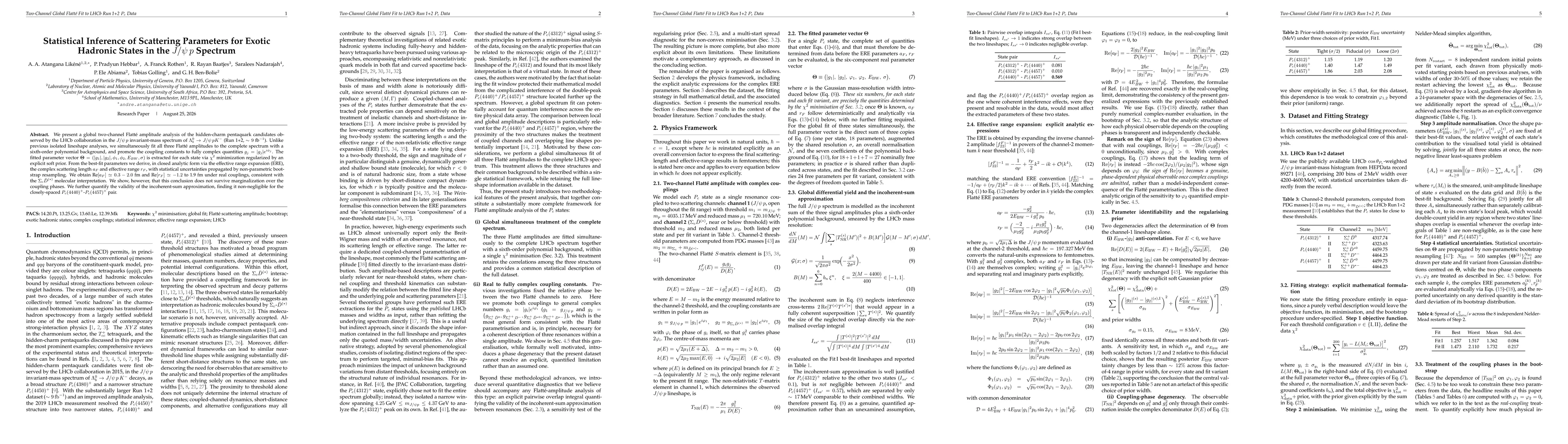 Thumbnail for Statistical Inference of Scattering Parameters for Exotic Hadronic States in the $J/ψ\,p$ Spectrum