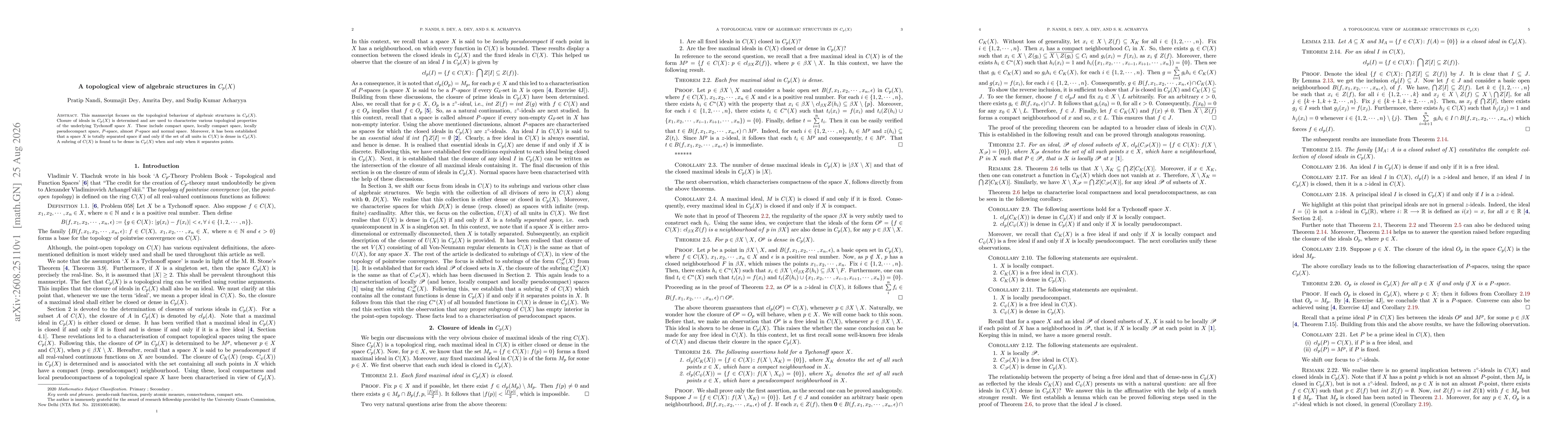 Thumbnail for A topological view of algebraic structures in $C_p(X)$