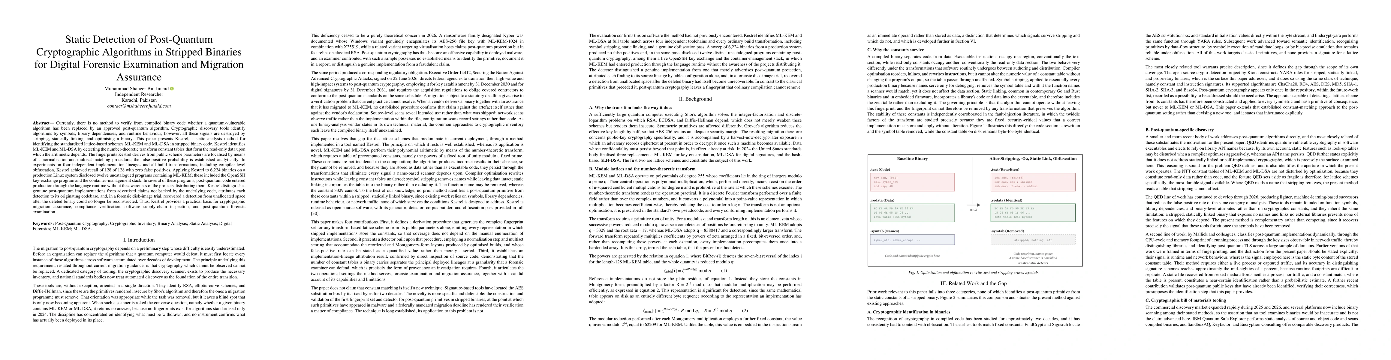 Thumbnail for Static Detection of Post-Quantum Cryptographic Algorithms in Stripped Binaries for Digital Forensic Examination and Migration Assurance