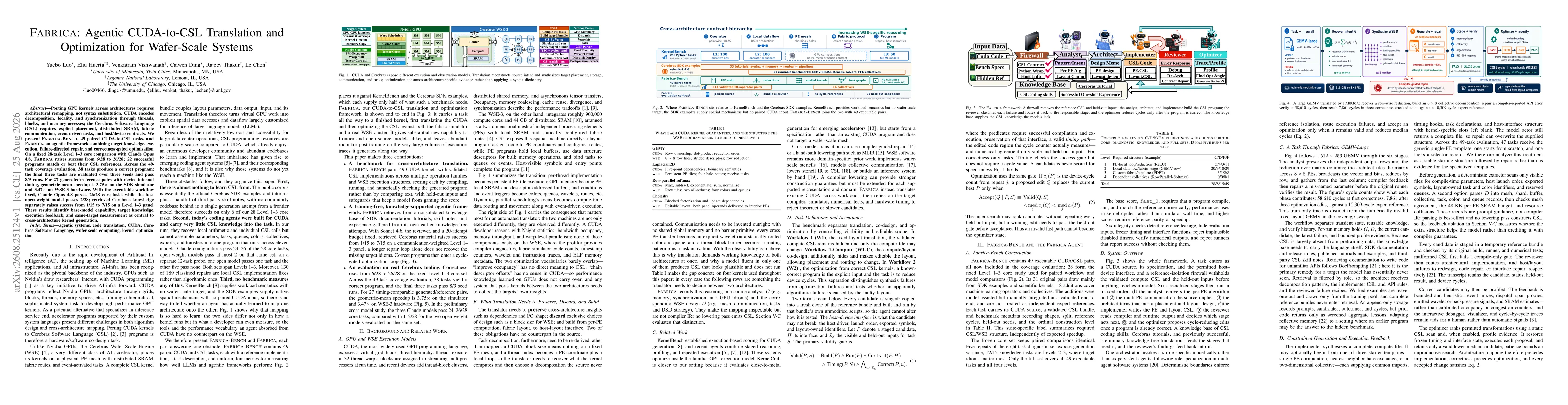 Thumbnail for FABRICA: Agentic CUDA-to-CSL Translation and Optimization for Wafer-Scale Systems