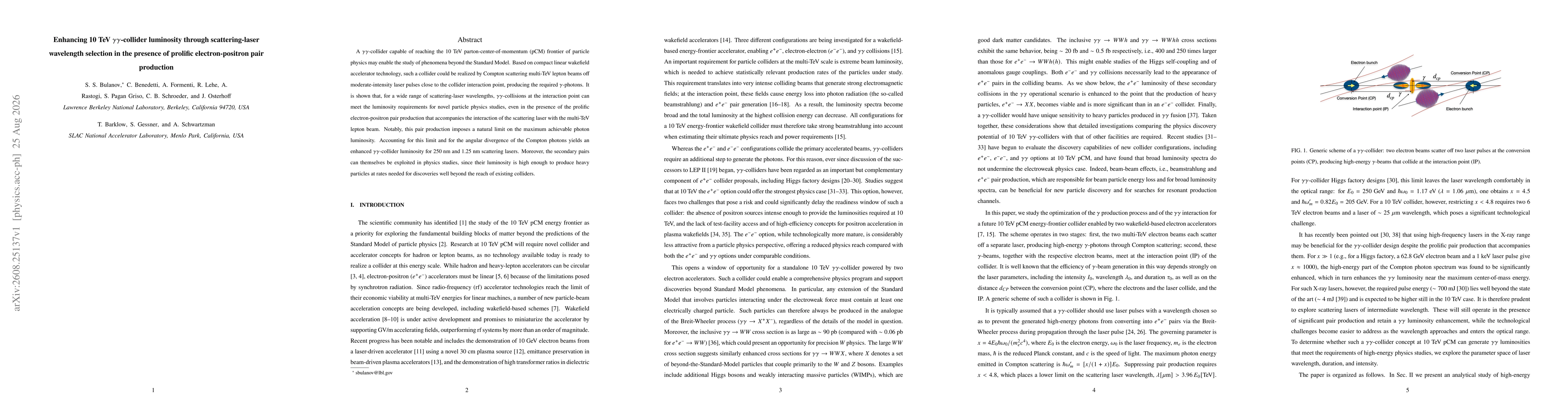 Thumbnail for Enhancing 10 TeV $γγ$-collider luminosity through scattering-laser wavelength selection in the presence of prolific electron-positron pair production