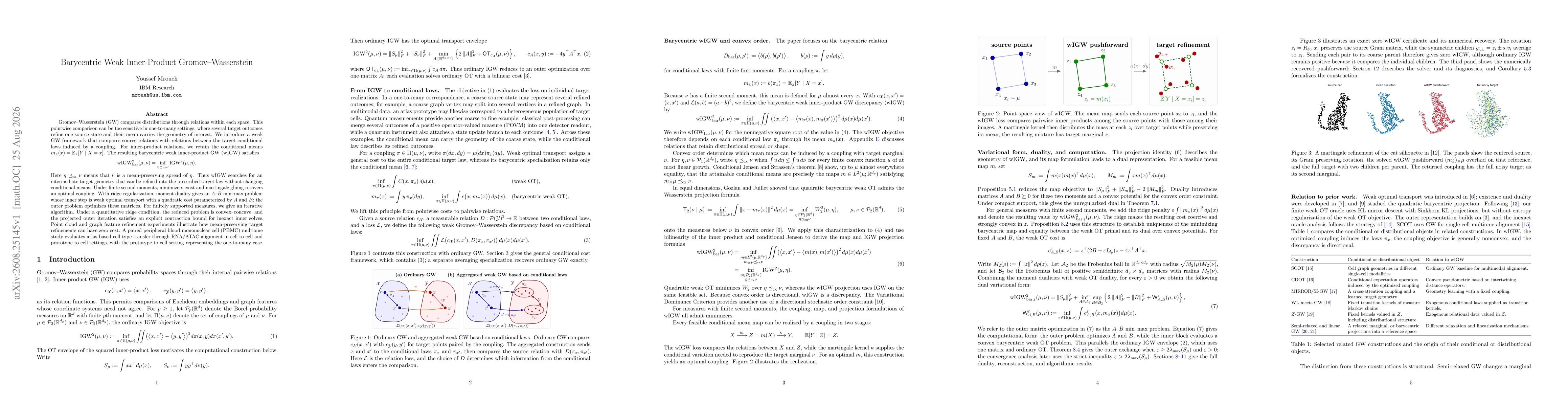 Thumbnail for Barycentric Weak Inner-Product Gromov-Wasserstein