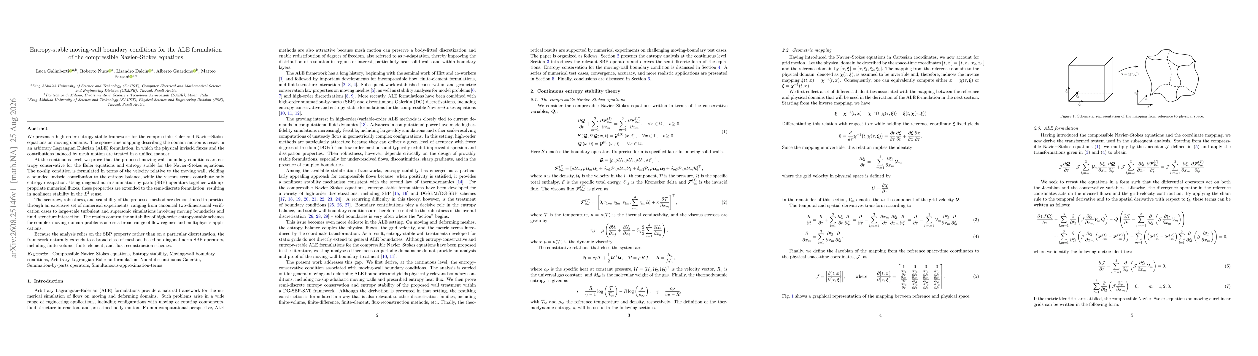 Thumbnail for Entropy-stable moving-wall boundary conditions for the ALE formulation of the compressible Navier-Stokes equations