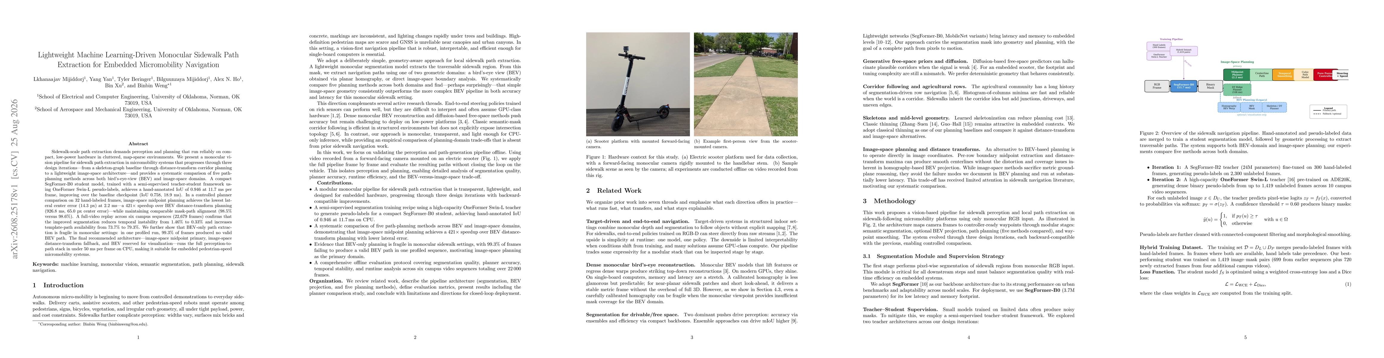 Thumbnail for Lightweight Machine Learning-Driven Monocular Sidewalk Path Extraction for Embedded Micromobility Navigation