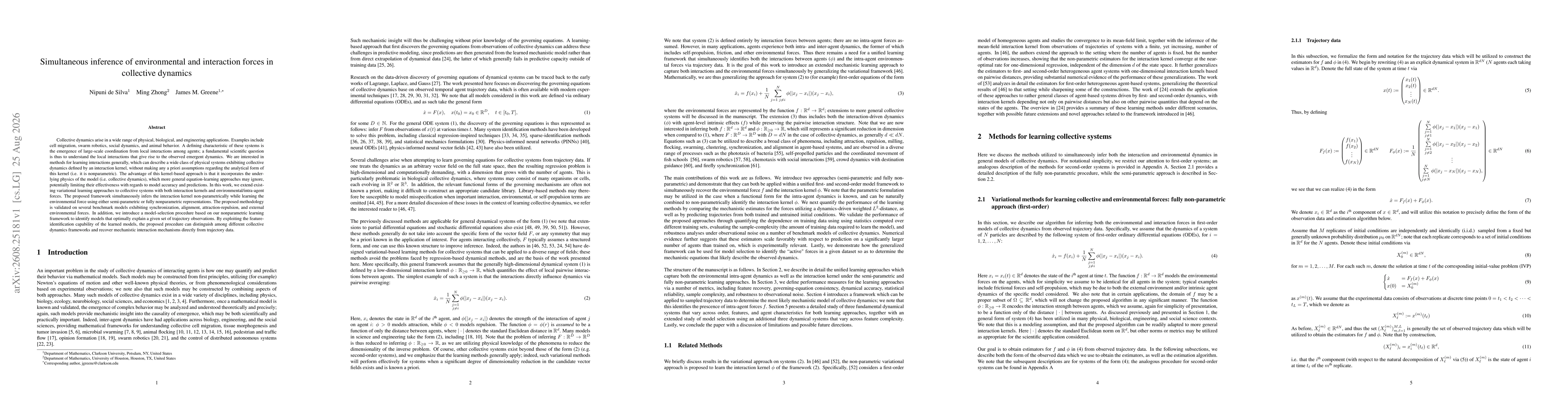 Thumbnail for Simultaneous inference of environmental and interaction forces in collective dynamics