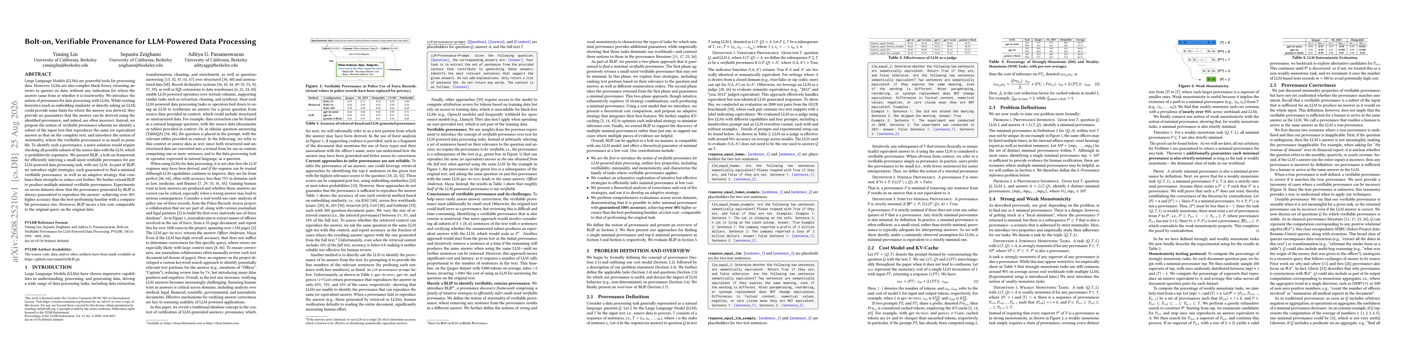 Thumbnail for Bolt-on, Verifiable Provenance for LLM-Powered Data Processing