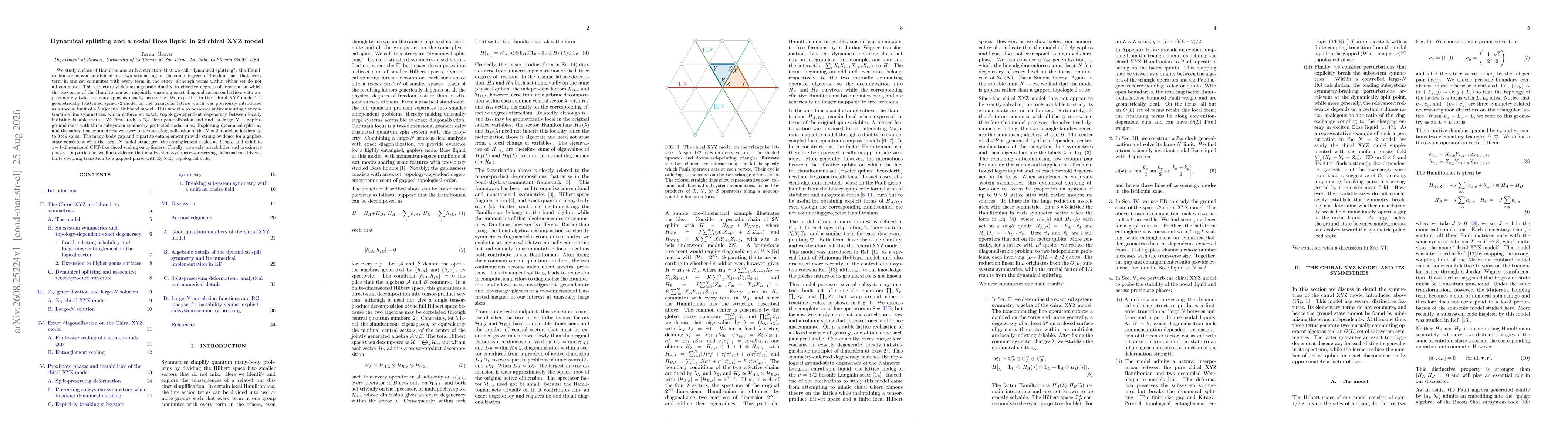 Thumbnail for Dynamical splitting and a nodal Bose liquid in 2d chiral XYZ model