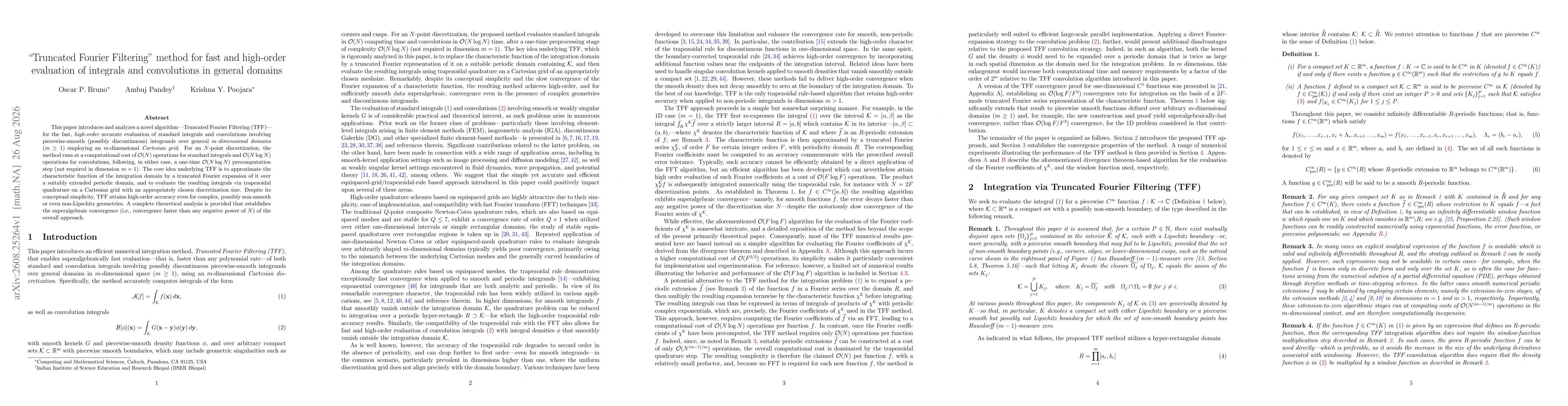 Thumbnail for "Truncated Fourier Filtering" method for fast and high-order evaluation of integrals and convolutions in general domains