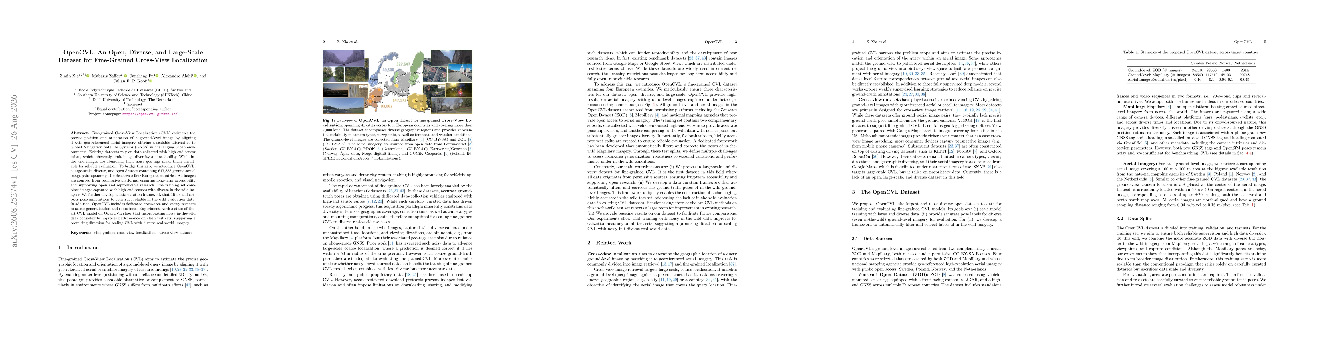 Thumbnail for OpenCVL: An Open, Diverse, and Large-Scale Dataset for Fine-Grained Cross-View Localization