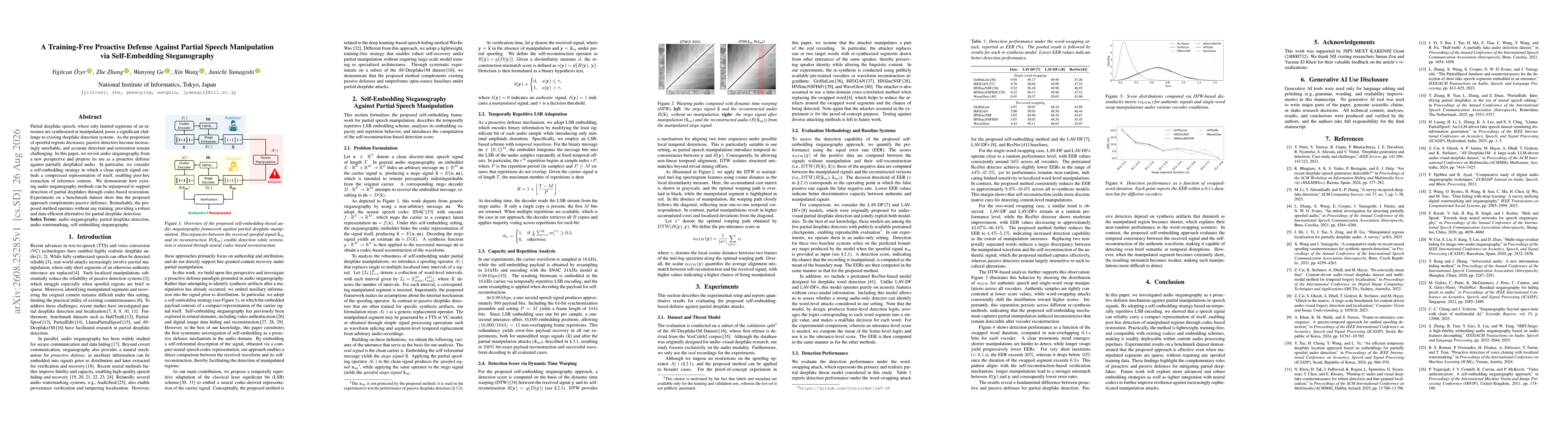 Thumbnail for A Training-Free Proactive Defense Against Partial Speech Manipulation via Self-Embedding Steganography